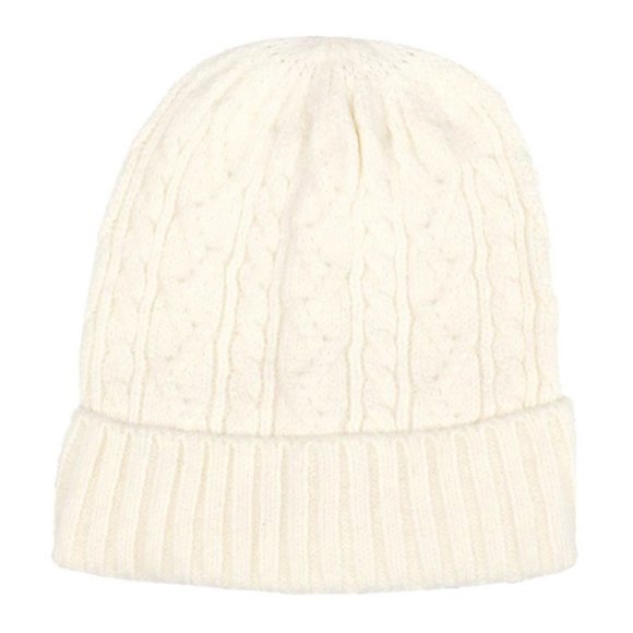 NEW Women's Cozy Warm Cable Knit Cuffed Classic Beanie Hat Mint, Gray, Ivory 1pc - Picture 4 of 14